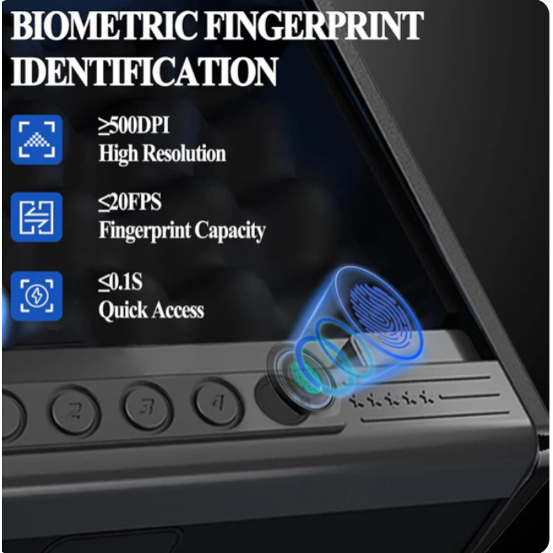 Biometric Pistol Safe with Digital Keypad - Quick-Access Handgun Security for Home Car Nightstand