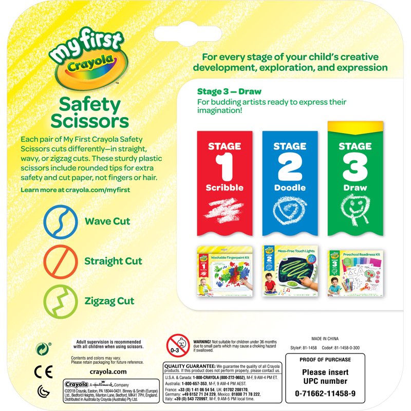 Kids Safety Scissors Set - 3 Shapes, Toddler Art Supplies for Ages 3+