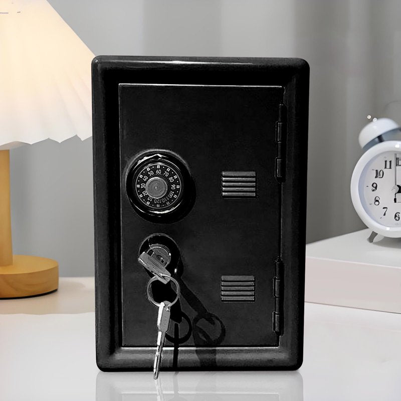 Kids Money Safe with Dual Lock & Password Key | Mini Metal Piggy Bank
