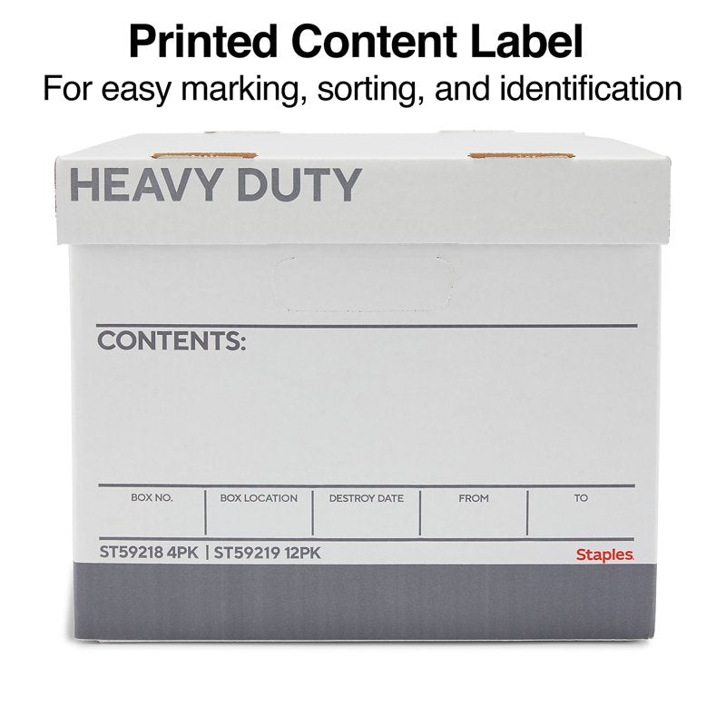 Heavy Duty File Storage Box with Lift-Off Lid - White/Gray, 12 Pack