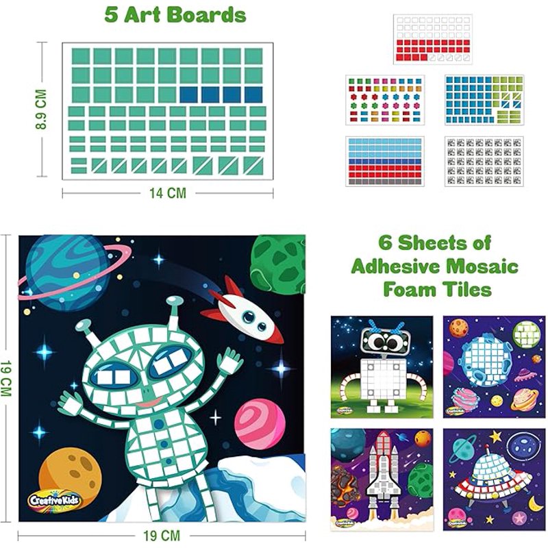 Kids Sensory Sticker Mosaic Craft Kit for Ages 3+ - Over 50 Pieces