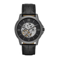 Men's 44mm Roman Skeleton Automatic Watch Black Gunmetal
