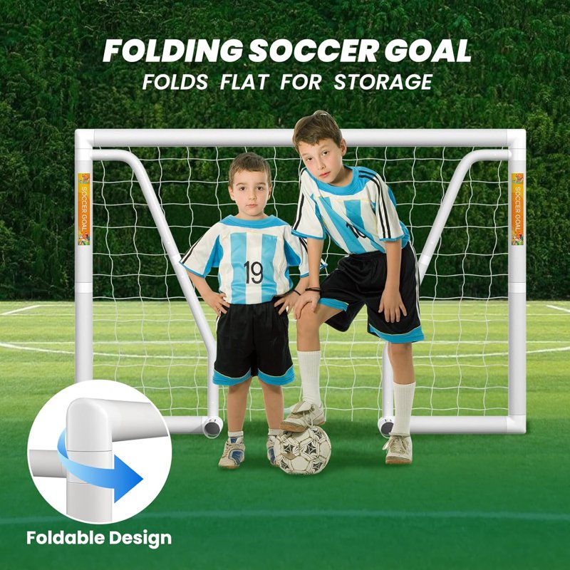 ABORON 6 x 4 ft Foldable Soccer Goal with Net | HPVC Frame, Outdoor Training