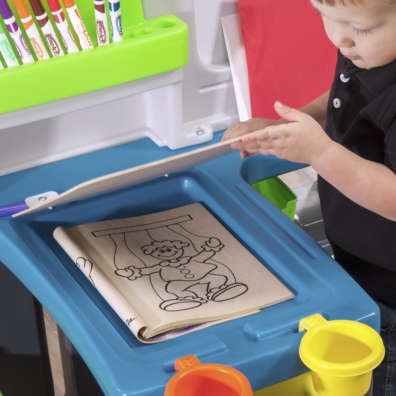 Kids Art Desk & Easel with Storage - Toddler Creative Play Center