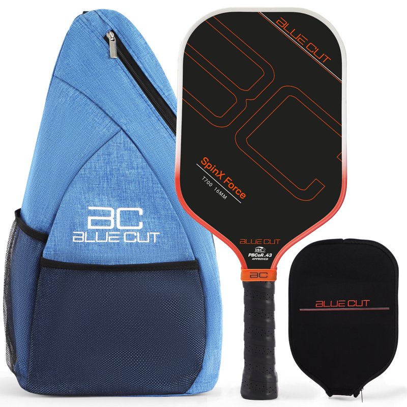 Blue Cut SpinX Force Pickleball Paddle - 16mm Honeycomb Core, T700 Carbon, USAPA Approved - Orange