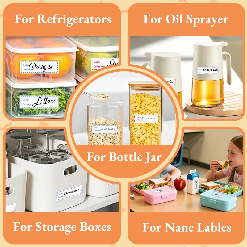 Food Labels 1200pcs Self-Adhesive Removable Freezer Labels for Food Storage