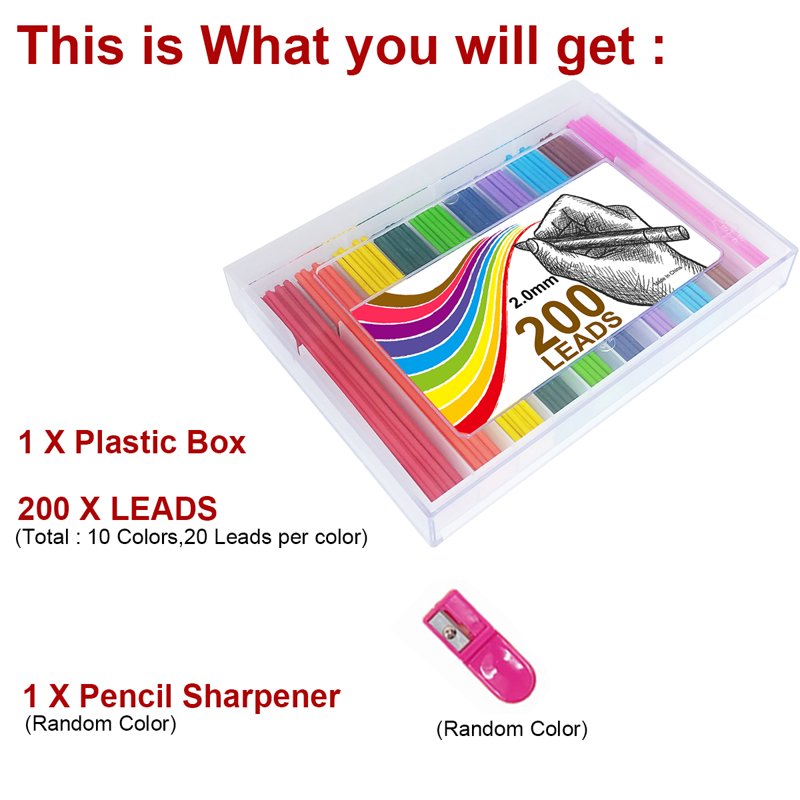 200pcs Colored Mechanical Pencil Lead Sets for Drawing & Art Supplies