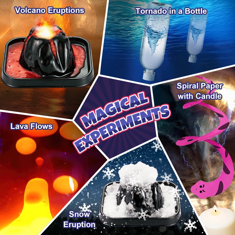 Kids Science Experiment Kit with 68 Chemistry Activities - STEM Learning & Volcano Models