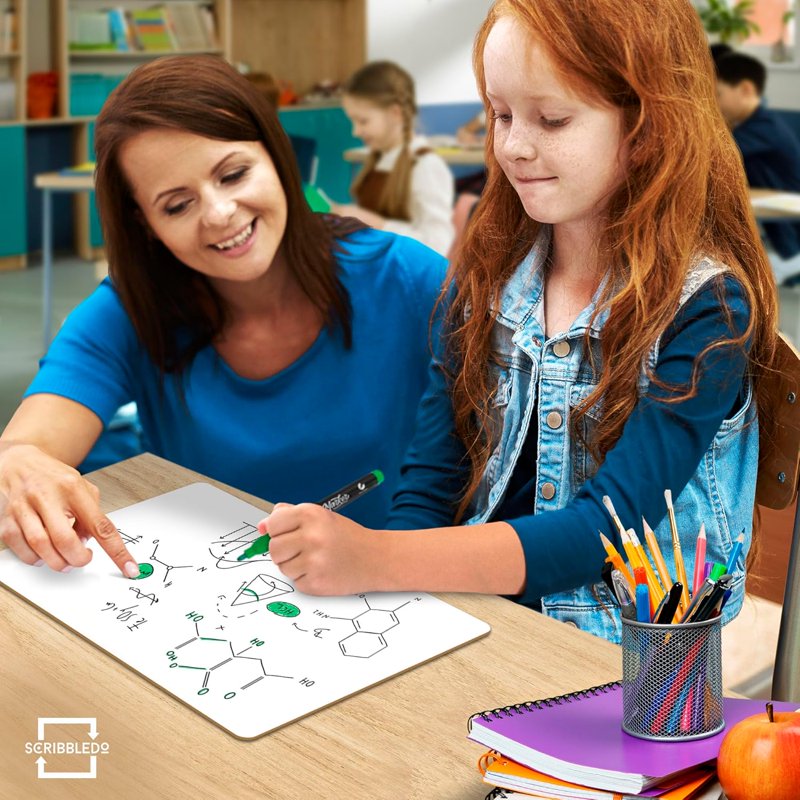 Large Double-Sided Graph Dry Erase Board - 11 x 14 Inch Whiteboard for Math & Learning