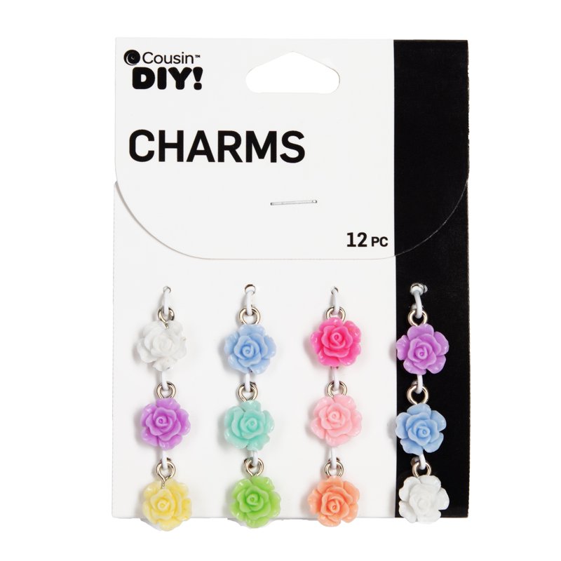 DIY Acrylic Rosette Charms with Silver Jump Rings for Jewelry Making - 2 Pack