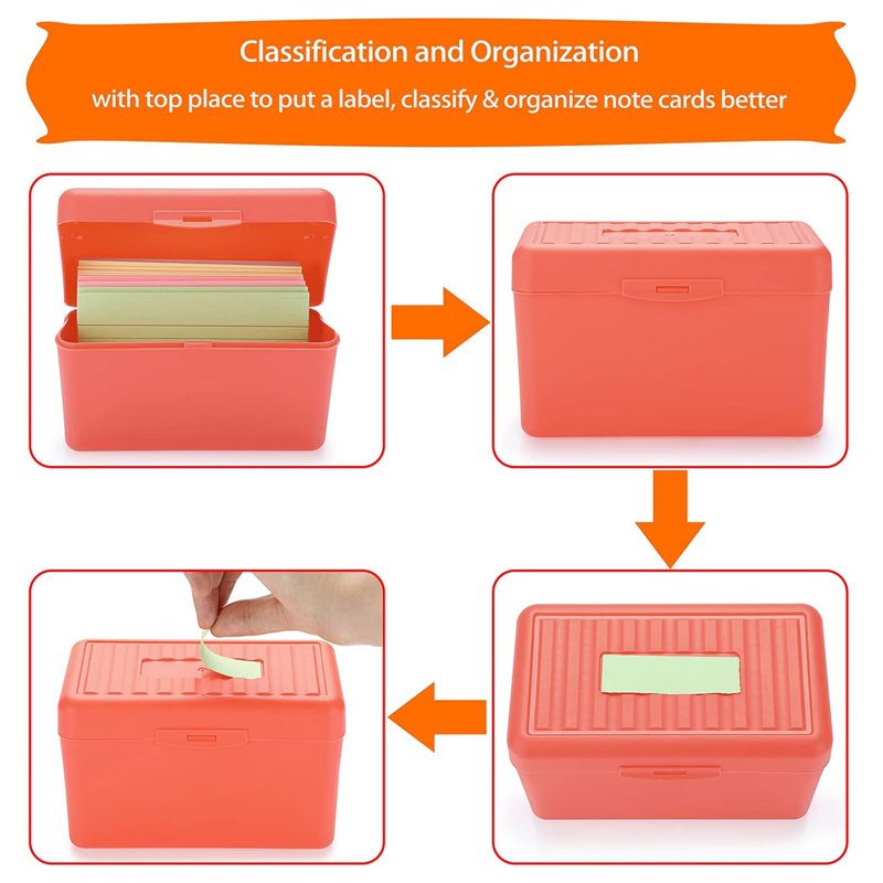 Multi-Color Index Card Holder Box Organizer for Recipes Notes Flashcards