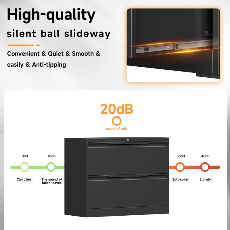 Steel Lateral File Cabinets with Lock, 2-4 Drawer Office Storage Organizer