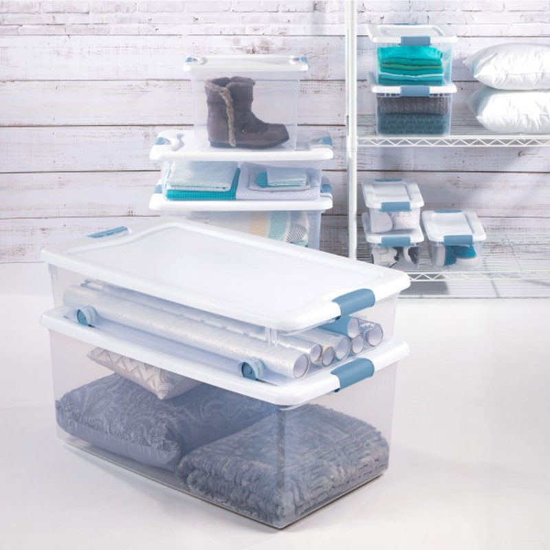 Heavy Duty Plastic Storage Totes - Clear, 25 Quart Capacity, Bulk Pack