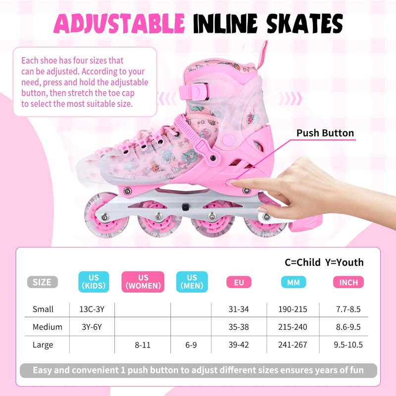 Children's Adjustable Inline Skates with Light-Up Wheels & Protective Gear Set