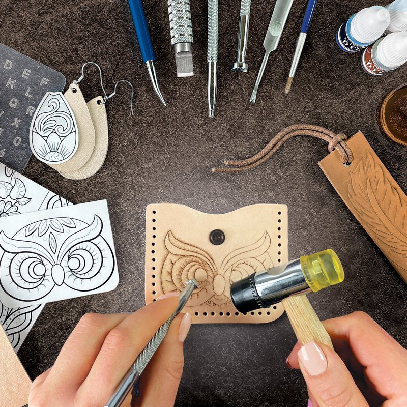 Leather Craft Kit for Beginners - 64 Piece Leather Working Set