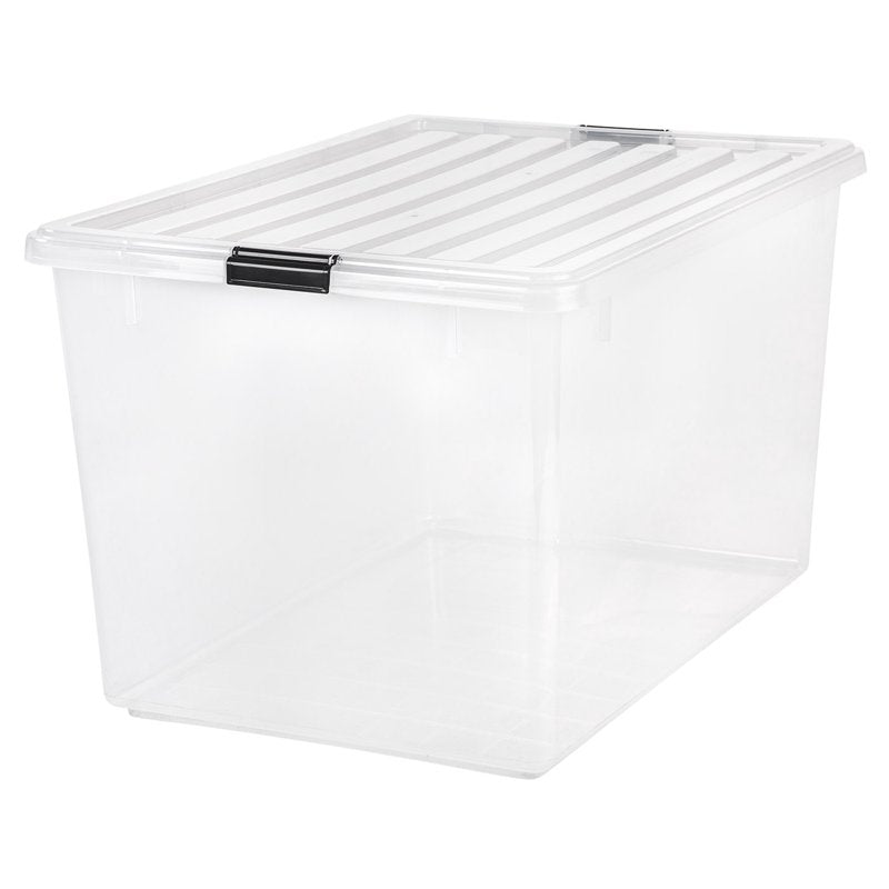 Stackable Plastic Storage Bins with Lids and Buckles - Multiple Sizes