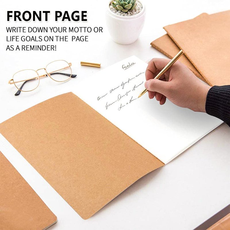 A5 Kraft Notebooks Bulk Pack - 60 Lined Pages, Soft Cover Travel Journals