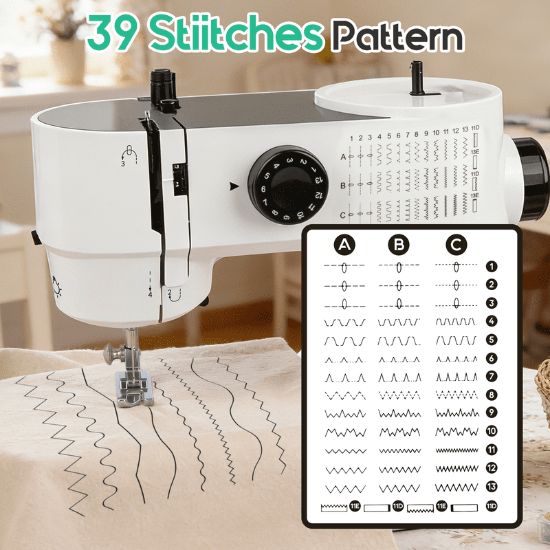 Portable Sewing Machine with 39 Stitches, Extension Table & Kits for Beginners