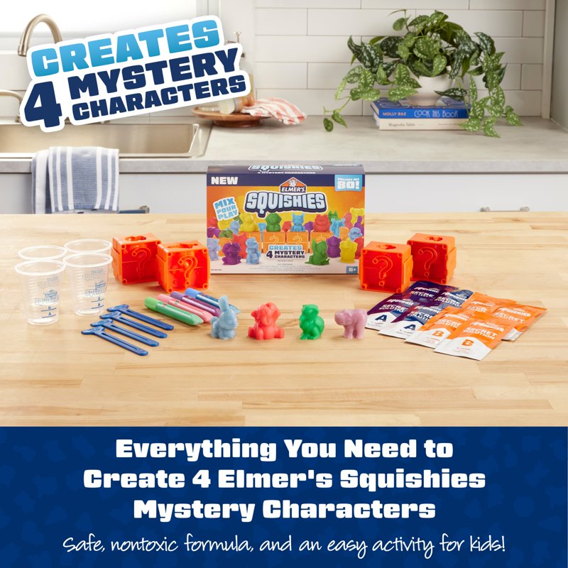 DIY Squishy Toy Kit with Mystery Characters for Kids - 4 Pack