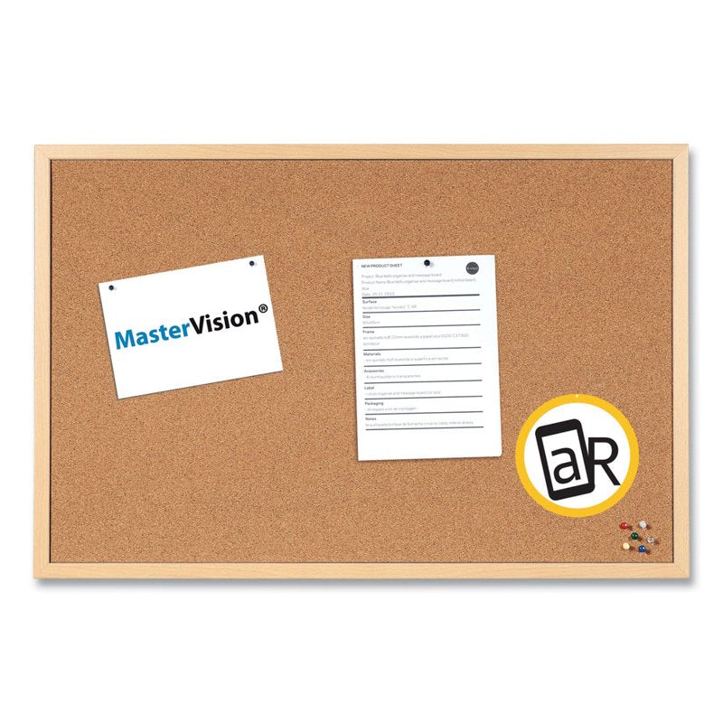 Cork Bulletin Board 35.4 W x 23.64 H Wall-Mount Classroom & Office Use