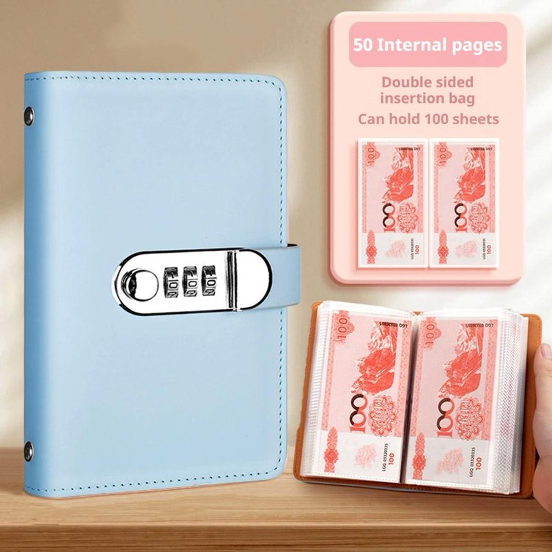 Cash Envelope Organizer Binder - Money Saving Challenge with 100 Envelopes, Lockable PU Wallet, Budget Book for Office & Home