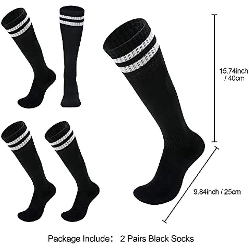 Kids Soccer Socks Pack for Ages 5-12 - Breathable, Cushioned Sports Socks