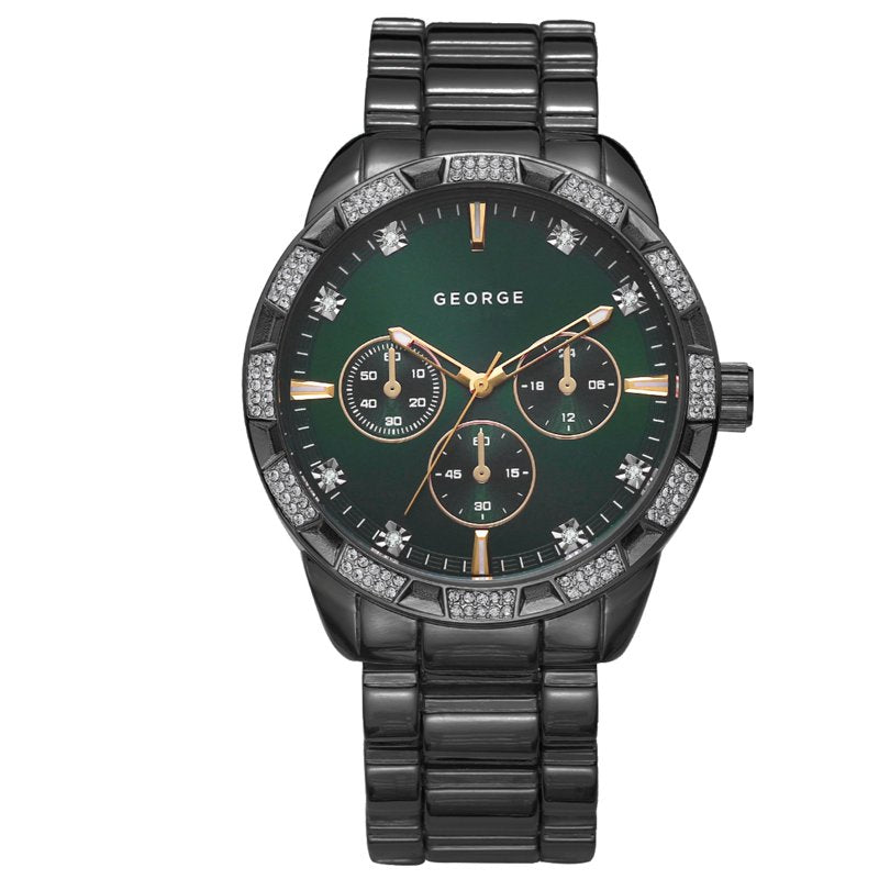 Men's Gunmetal Crystal Bracelet Watch - 44mm Classic Timepiece
