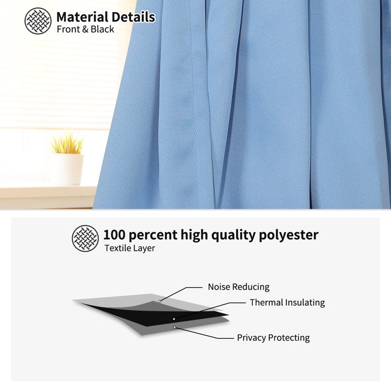 Solid Window Curtain Panel Sky Blue 25x40 Inches - Room Darkening Privacy