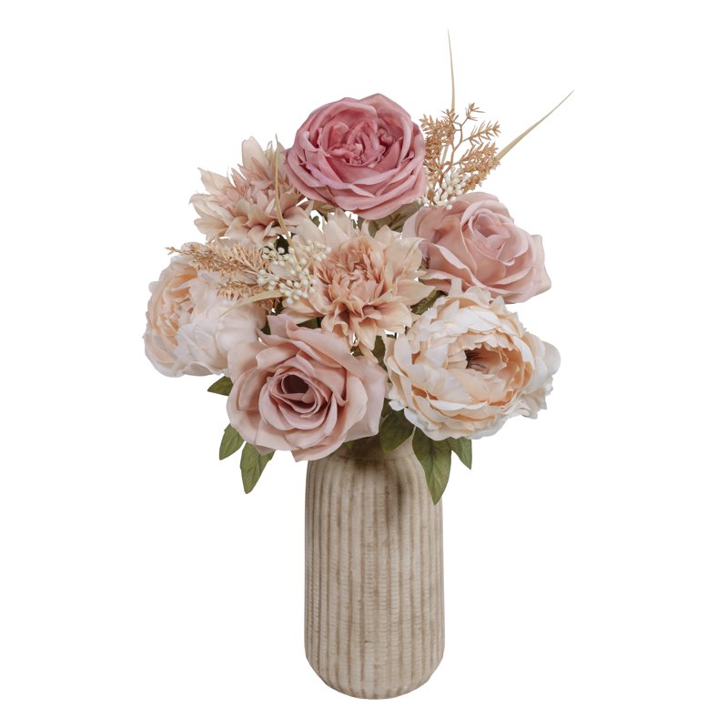 Artificial Rose & Peony Fall Bouquet - 18 Inch Indoor Floral Arrangement