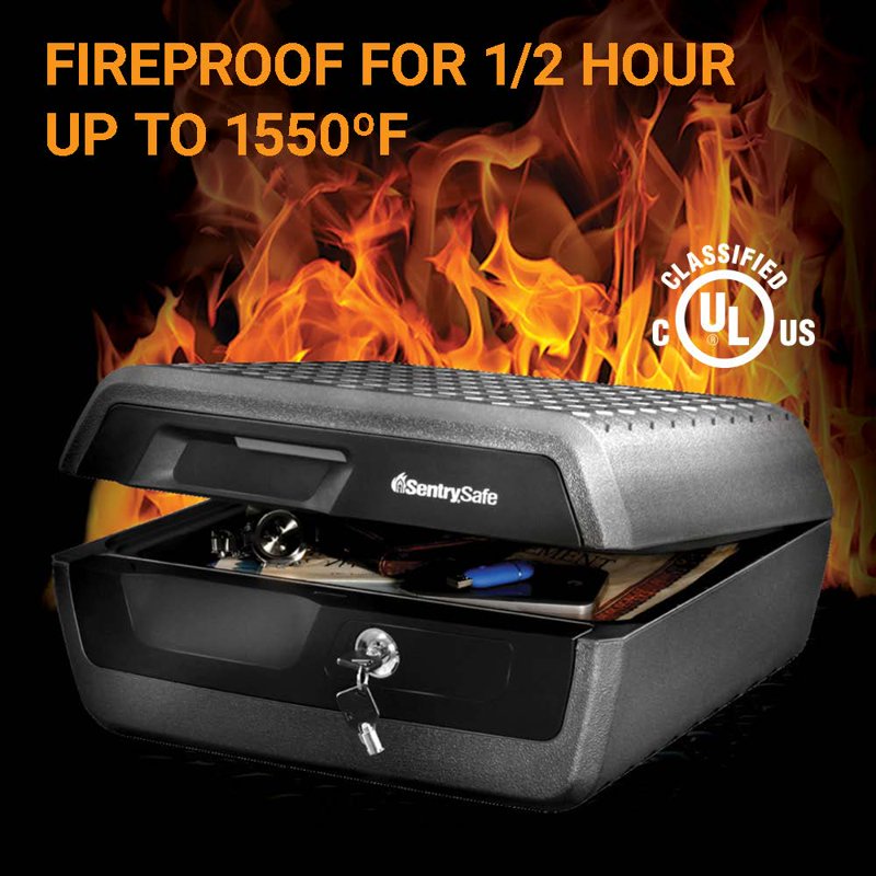 Fire and Water Resistant Security Safe - 0.36 Cu Ft with Key Lock