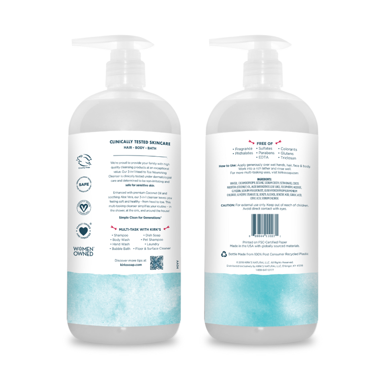 3-in-1 Nourishing Body Wash & Shampoo with Coconut Oil & Aloe Vera - 32 Fl Oz