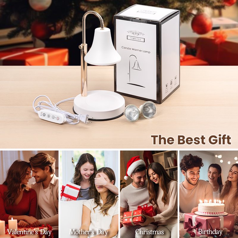 Dimmable Candle Warmer Lamp with Timer - Wax & Fragrance Heater for Home & Bedroom