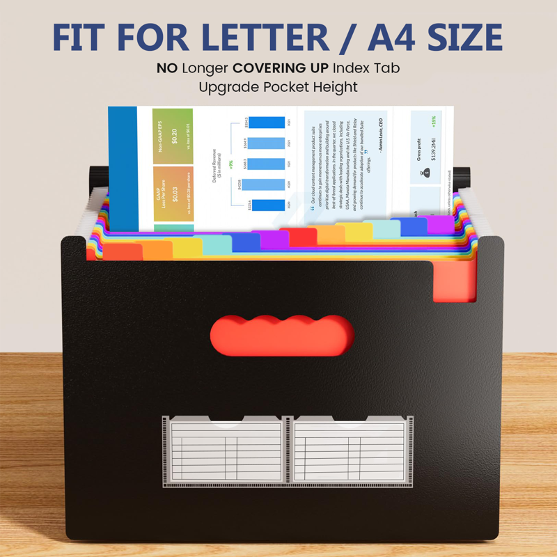 2 Pack Expandable File Folders with 26 Color-Coded Pockets - A4 Letter Size Office Organizer