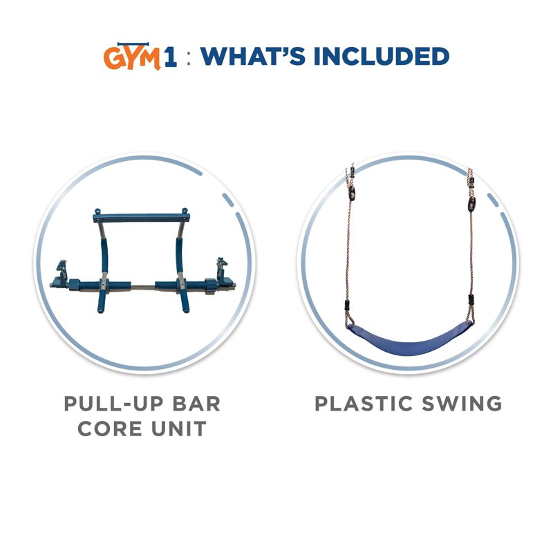 Gym 1 Deluxe Doorway Swing Set – Indoor Pull-Up Bar & Swing (Blue) – Variation: Blue Doorway Swing