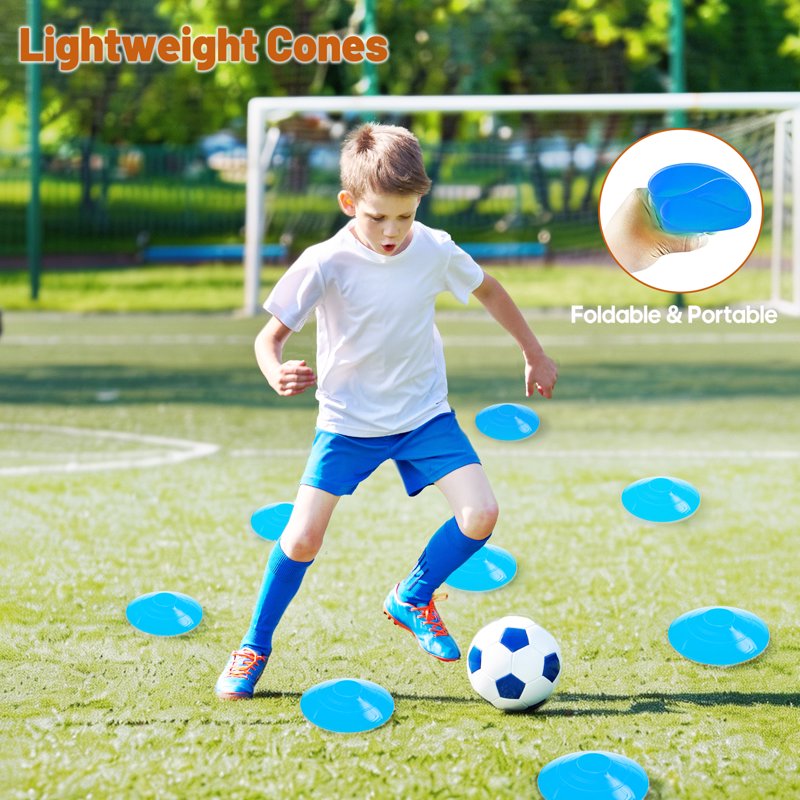 SHOUFTW Agility Ladder Training Set with Speed Parachute, Hurdles, Cones, Jump Rope - Blue