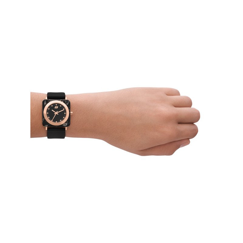 Skechers Women's Black Square Analog Watch - 32mm Water Resistant Quartz