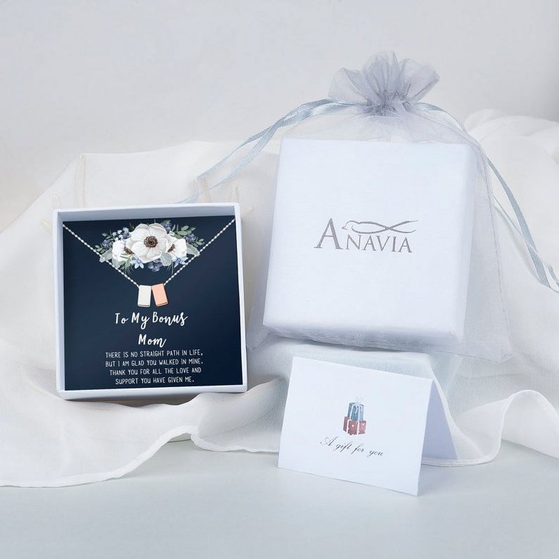Personalized Mother's Day Necklace with Custom Card - Silver-Gold, No Personalization