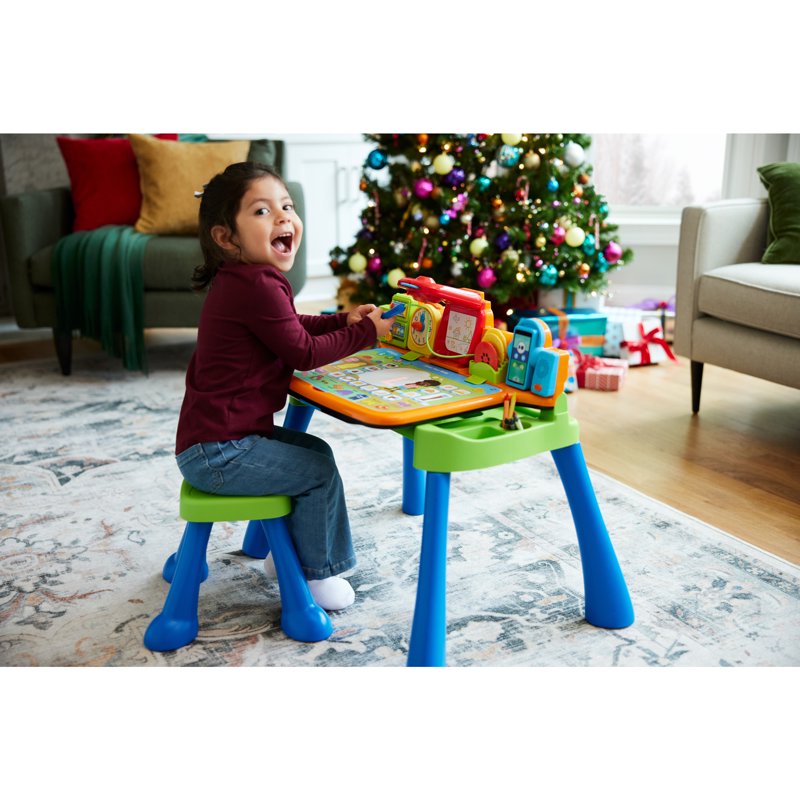 Educational Kids Learning Desk with Interactive Projector & Chalkboard - Toddler Activity Center