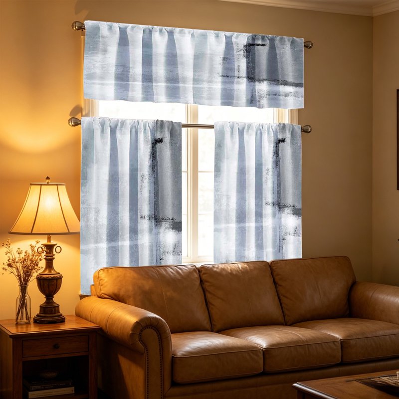Kitchen Curtains 3-Piece Set Blackout Cafe Style Window Drapes Farmhouse Small Windows