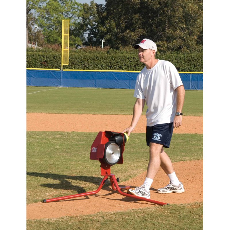 Baseball Softball Pitching Machine - Single Wheel, Adjustable Speed 30-60 MPH