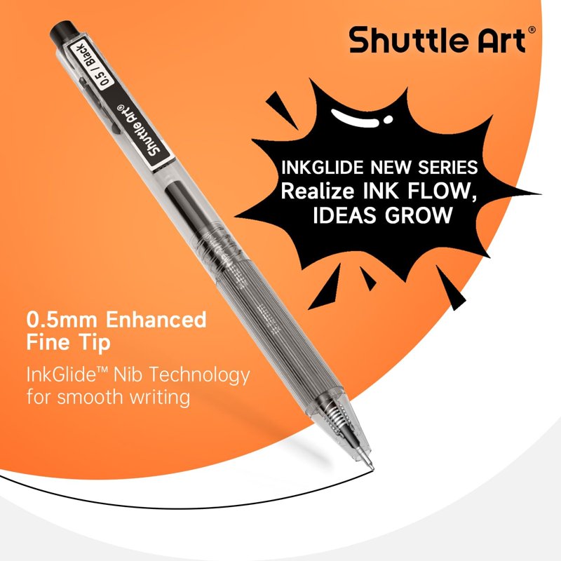 Bulk Black Gel Pens Set - 90 Retractable 0.5mm Fine Tip for Writing & Drawing