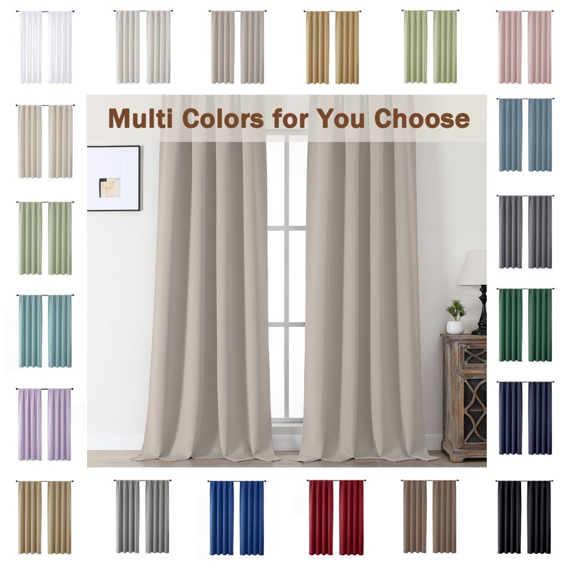 Blackout Curtains Set of 2 – Room Darkening Window Drapes for Small Windows