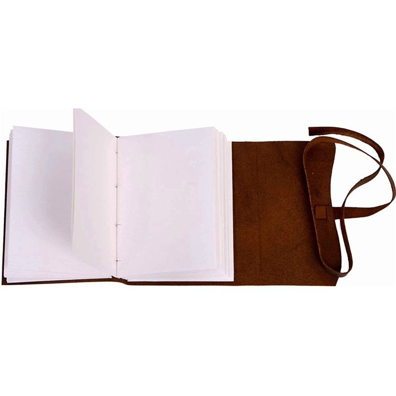 Leather Journal Notebook - Handmade Unlined Writing Pad 8x6 Inches for Artists & Travelers