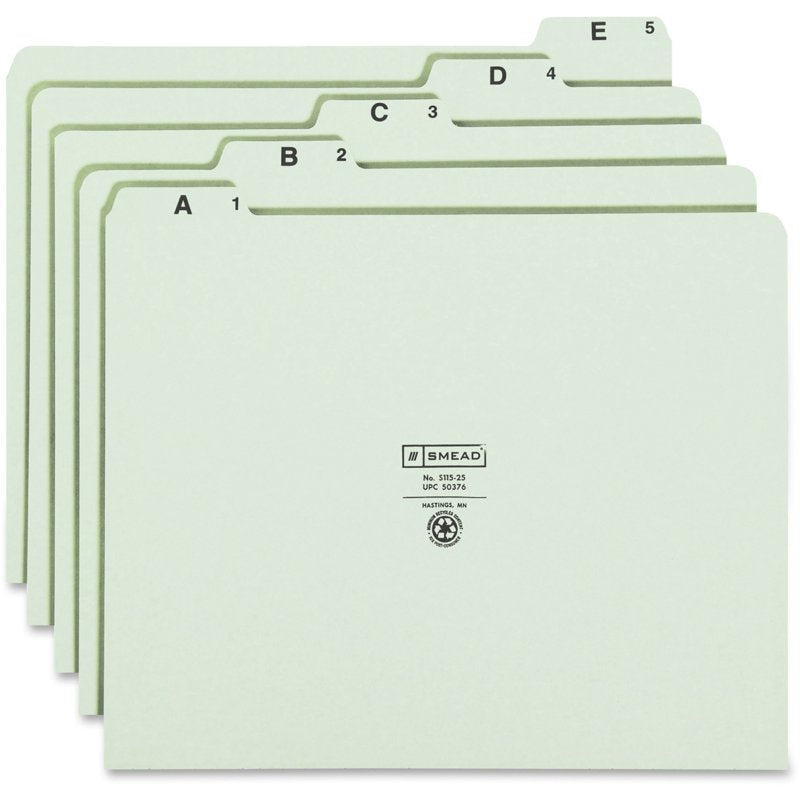 Alphabetic Filing Guides with Green Pressboard Set for Office Organization