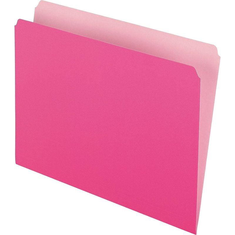 Office File Folders Two-Tone Top Tab Letter Size Pink/Light Pink 100 Pack