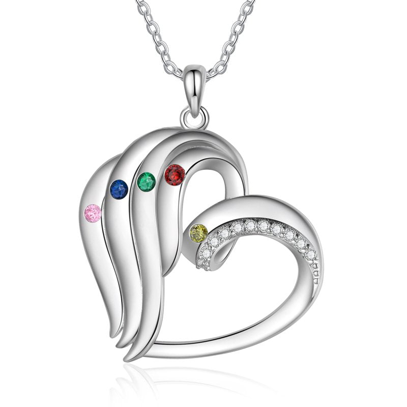 Personalized Brass Family Necklace with Birthstones for Women - Mother Gift