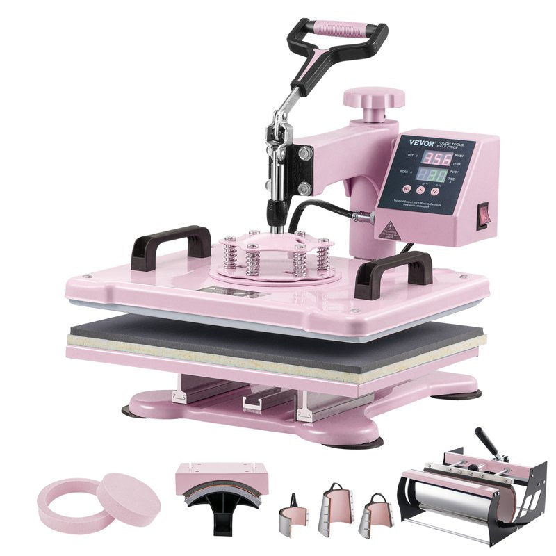12x15 Inch Heat Press Machine 8-in-1 T-Shirt Mug Hat Plate Transfer with Digital Control