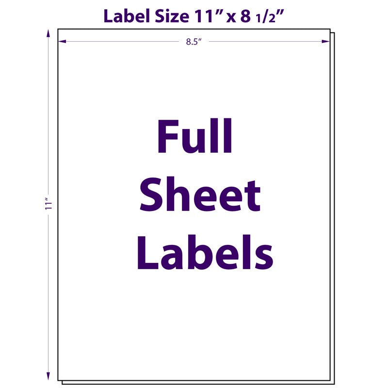 Printable White Label Paper Sheets for Laser & Inkjet Printers - 8.5 x 11 Inch, Full Sheet Labels, Bulk Pack