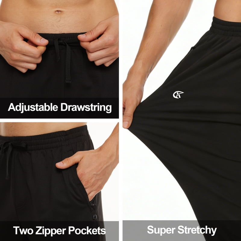 Men's Lightweight Jogger Pants with Zipper Pockets - Breathable Athletic Pants