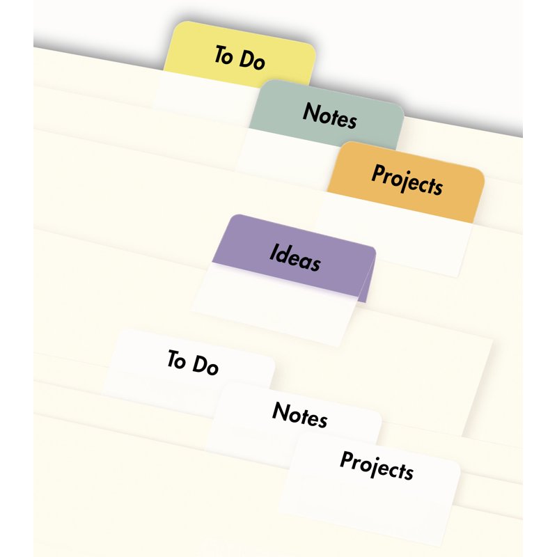 Self-Adhesive Plastic Binder Tabs - White 1-1/4 Inch, Repositionable